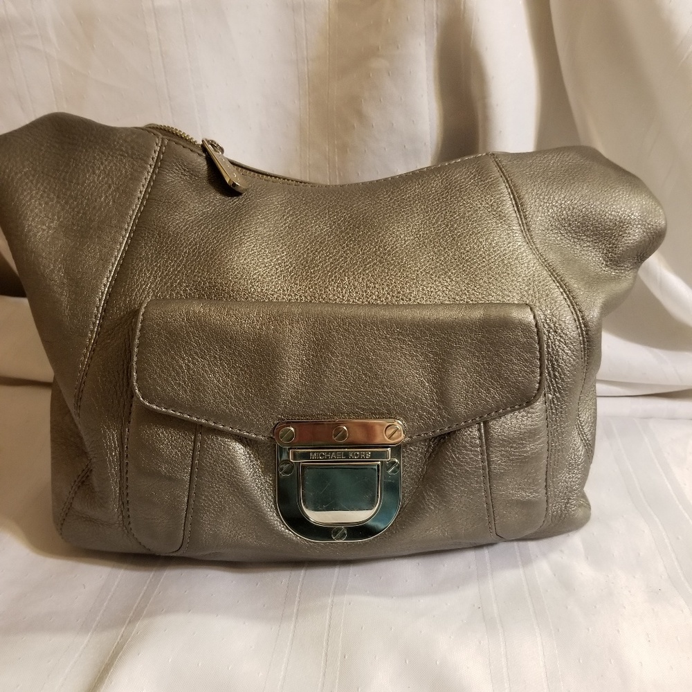Michael Kors Pewter Leather Handbag Purse